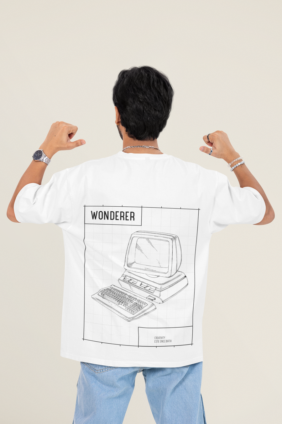 Wonderer Oversized Tee (Exclusive) back artwork oversized T-shirt by Wondering Minds