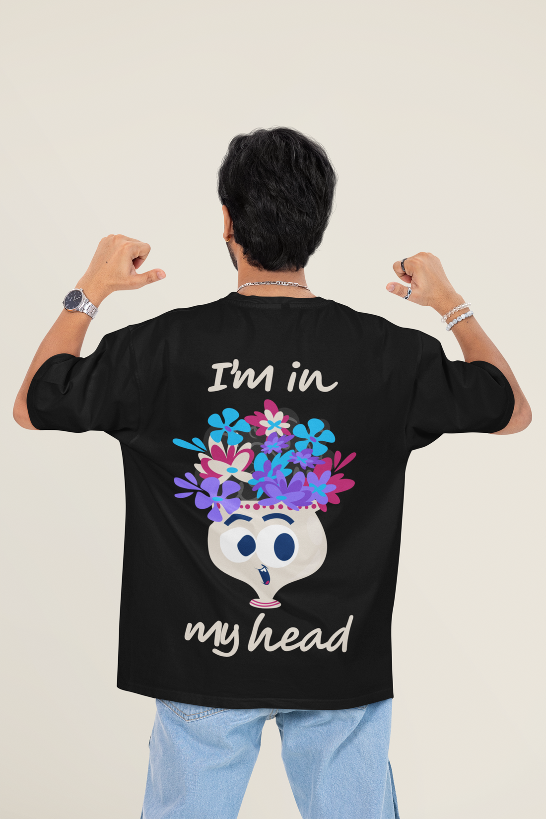I Am in My Head Oversized Tee front artwork and fit by Wondering Minds