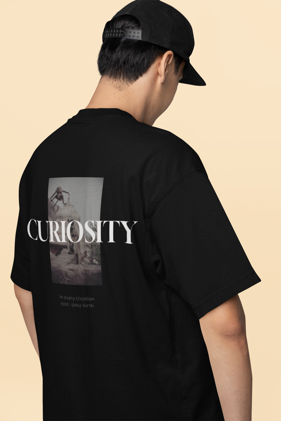 Curiosity Oversized Tee front artwork oversized T-shirt by Wondering Minds