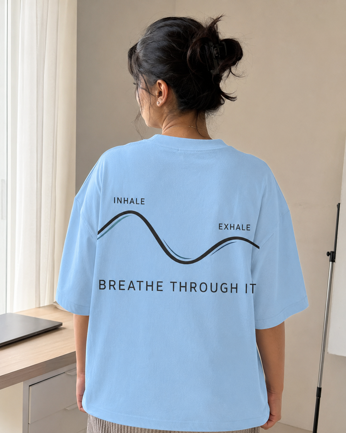 Breathe Through It Oversized Tee back graphic oversized T-shirt by Wondering Minds