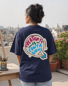 Creativity Is Contagious Oversized Tee back graphic oversized T-shirt by Wondering Minds