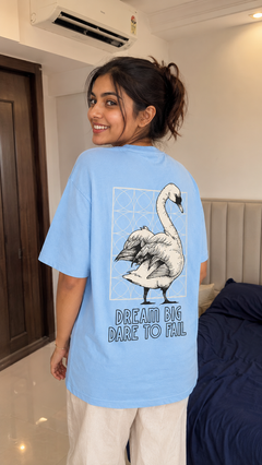 Dare to Dream Oversized Tee back graphic oversized T-shirt by Wondering Minds