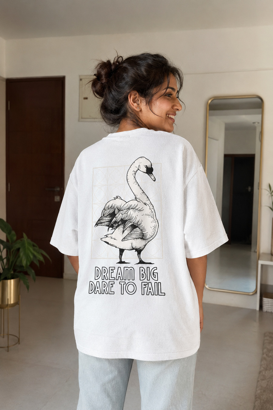 Dare to Dream Oversized Tee back artwork oversized T-shirt by Wondering Minds