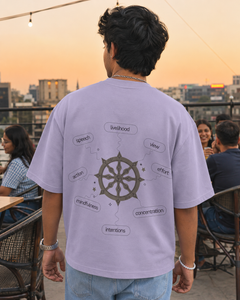 Dharma Chakra Oversized Tee back graphic oversized T-shirt by Wondering Minds