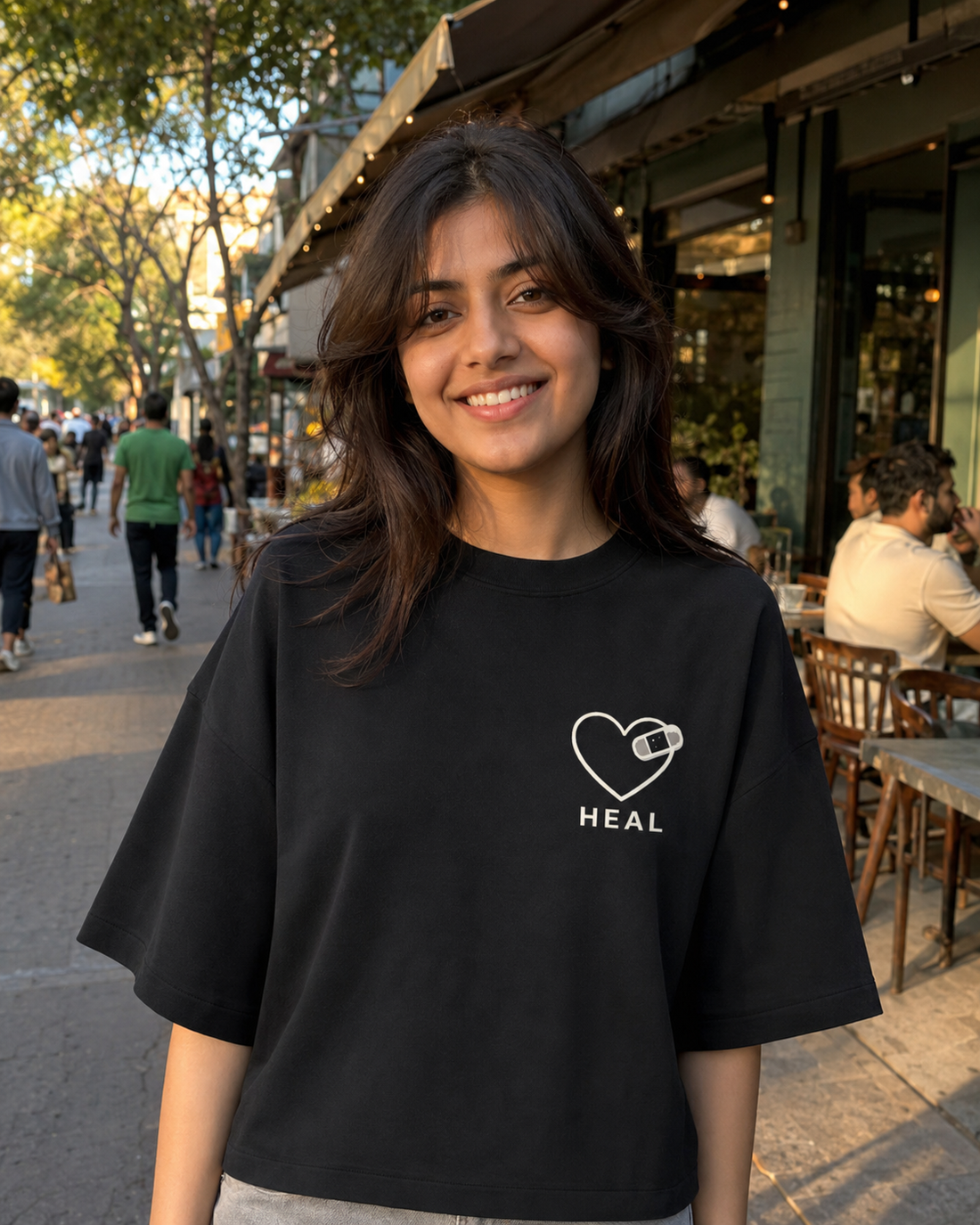 Heal in Silence Oversized Tee front artwork and fit by Wondering Minds