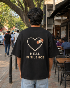 Heal in Silence Oversized Tee back graphic oversized T-shirt by Wondering Minds
