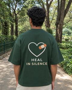 Heal in Silence Oversized Tee back graphic oversized T-shirt by Wondering Minds