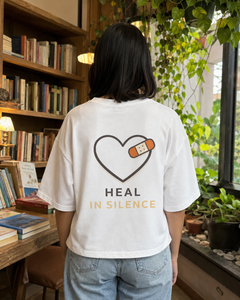 Heal in Silence Oversized Tee back graphic oversized T-shirt by Wondering Minds