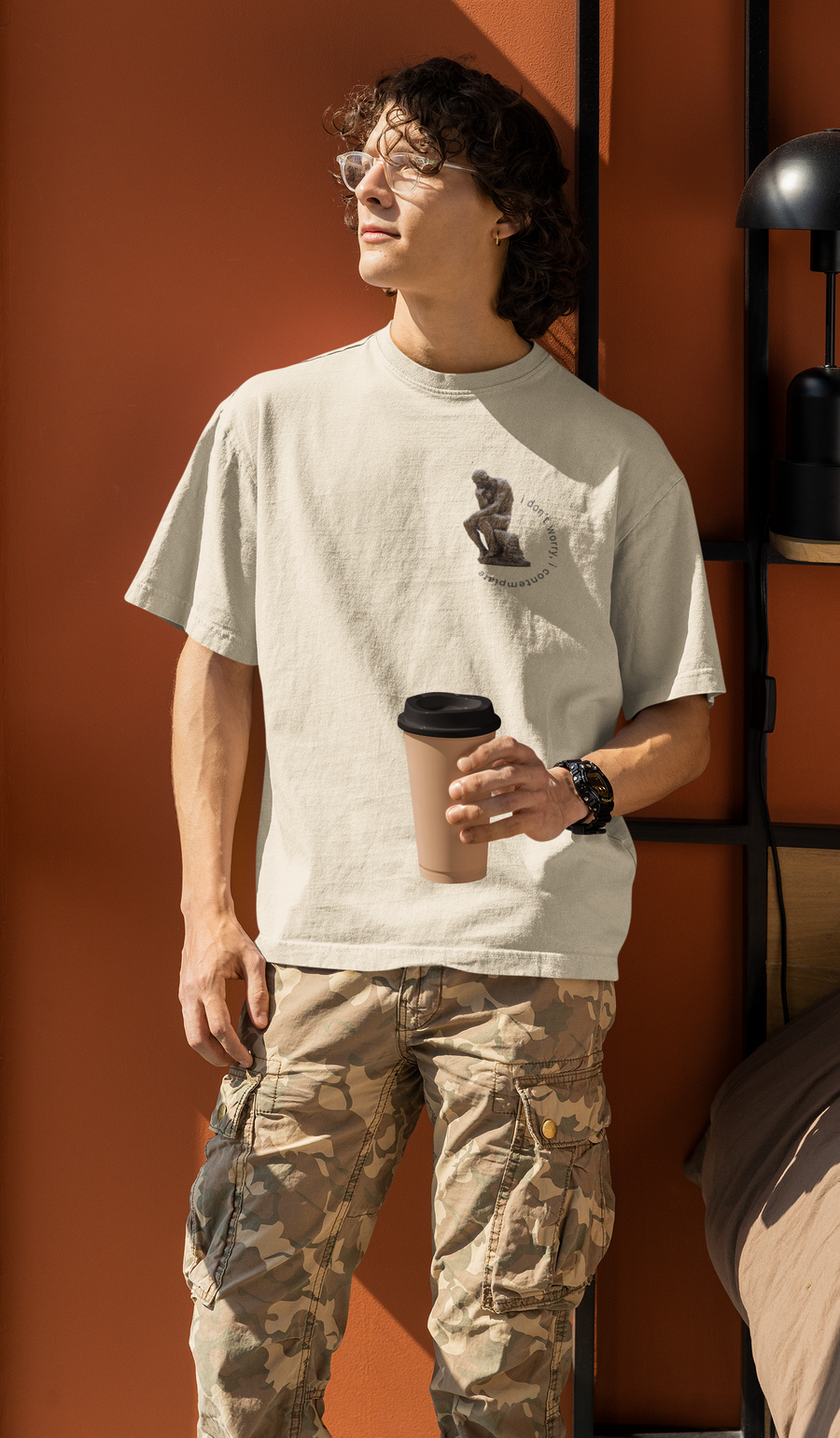 Thinker Oversized Tee front artwork oversized T-shirt by Wondering Minds