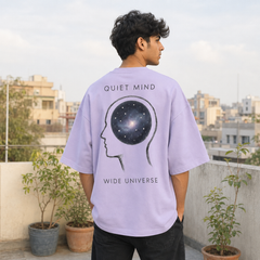 Quiet Mind / Wide Universe Oversized Tee back graphic oversized T-shirt by Wondering Minds