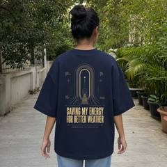 Quietly Unavailable Oversized Tee back graphic oversized T-shirt by Wondering Minds