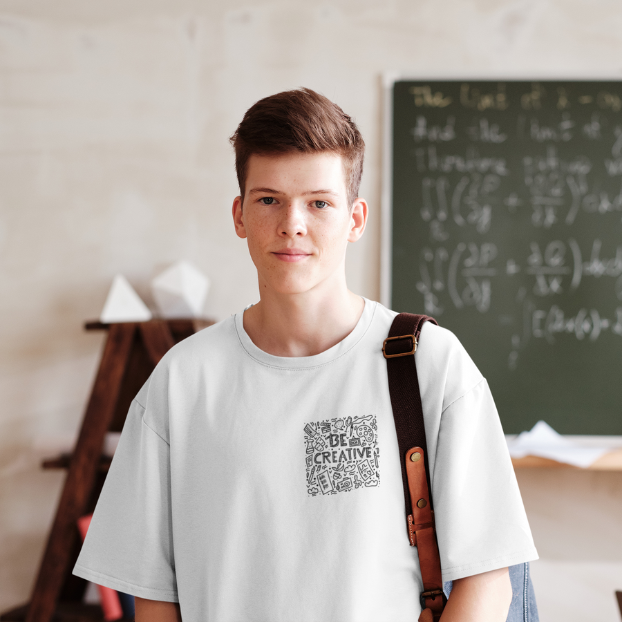 Be Creative Oversized Tee back artwork oversized T-shirt by Wondering Minds