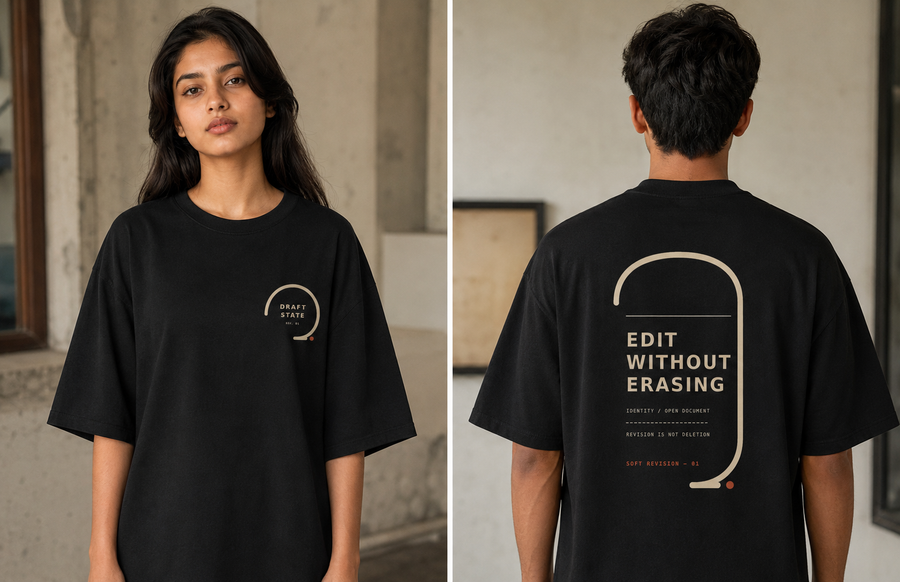 Soft Revision Oversized Tee front artwork oversized T-shirt by Wondering Minds