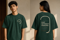 Soft Revision oversized tee in Bottle Green
