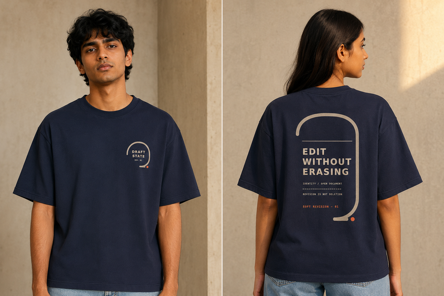 Soft Revision Oversized Tee back artwork oversized T-shirt by Wondering Minds