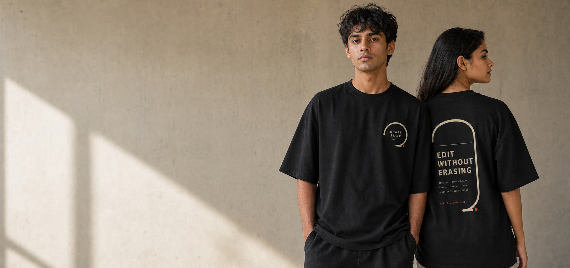 Wondering Minds oversized tee shown front and back
