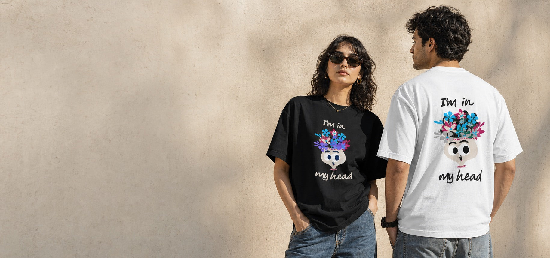 Wondering Minds black oversized tee lifestyle banner